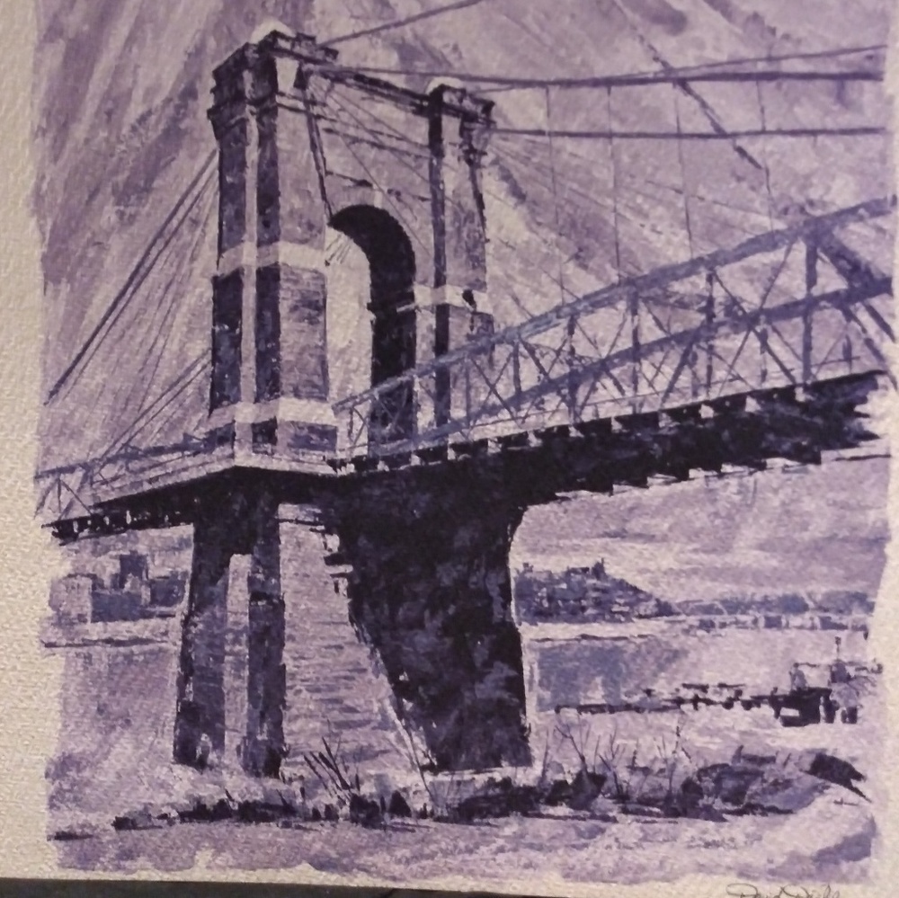 Print of old covington cincinnati bridge